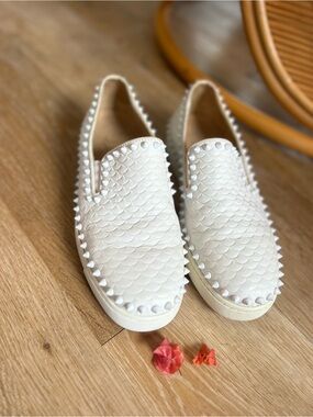 Christian Louboutin Authentic White Pik Boat Sneakers Trainers Men’ 9.5